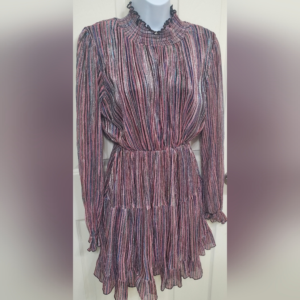 Elegant Striped Metallic Dress